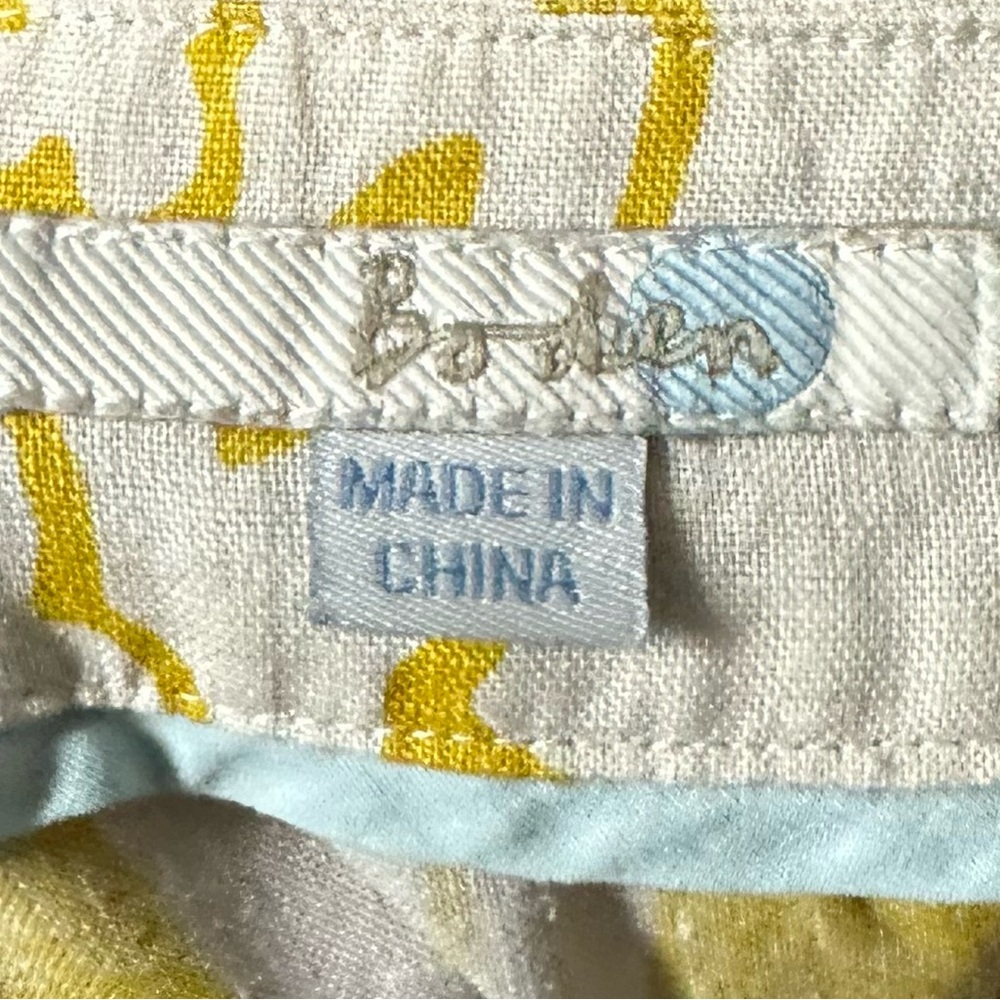 Boden 10 Long mustard yellow floral linen 3/4 sleeve dress - Picture 6 of 8